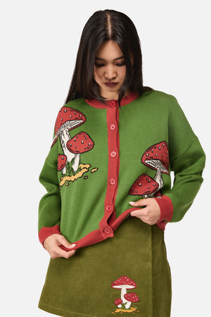 Dangerfield NZ - Toadstool Cottagecore Cardigan - green