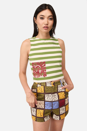 Dangerfield NZ - Stampz Stripe Tank Top - green-cream