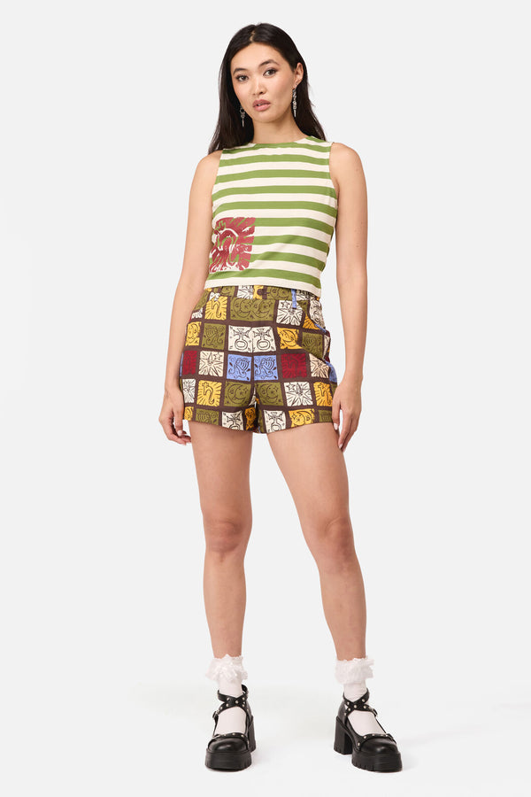 Dangerfield NZ - Stampz Stripe Tank Top - green-cream