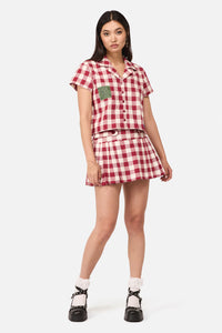 Dangerfield NZ - Check It Mini Skort - red-cream