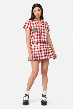 Dangerfield NZ - Check It Mini Skort - red-cream
