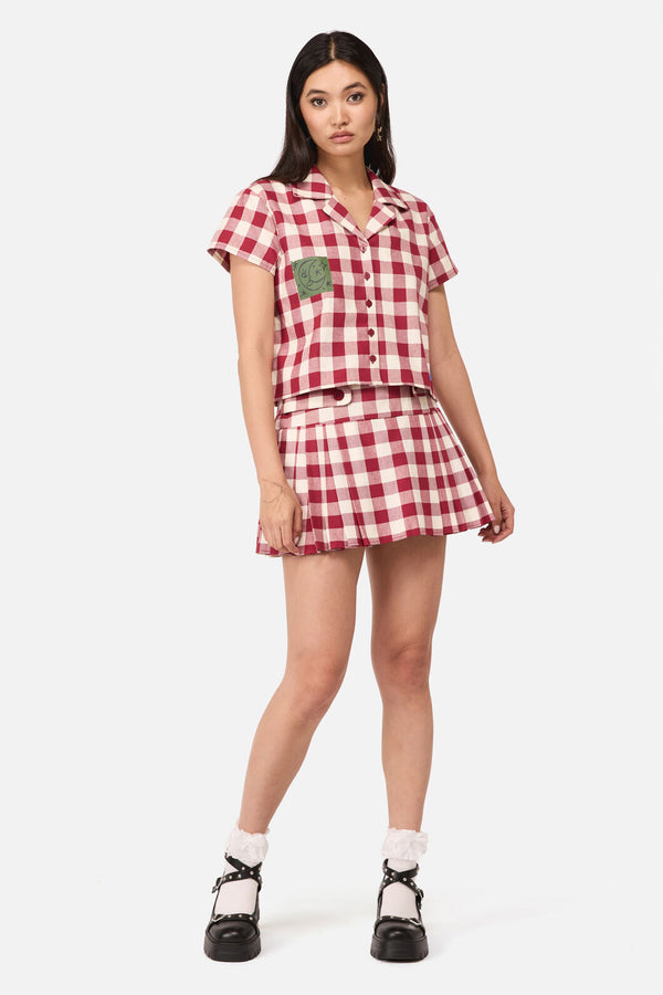 Dangerfield NZ - Check It Mini Skort - red-cream