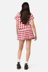 Dangerfield NZ - Check It Mini Skort - red-cream