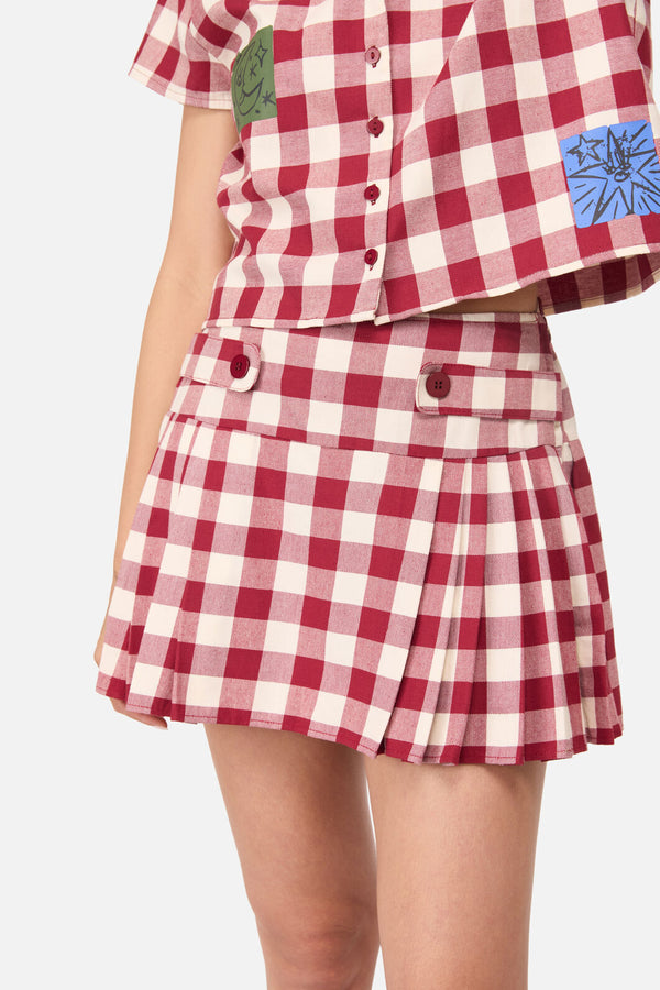 Dangerfield NZ - Check It Mini Skort - red-cream
