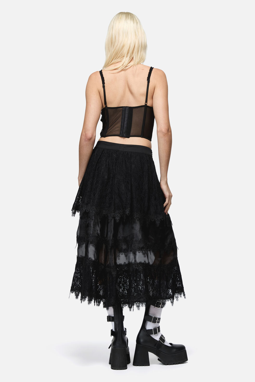 Dangerfield NZ - So Cynical Lace Midi Skirt - black