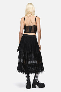 Dangerfield NZ - So Cynical Lace Midi Skirt - black