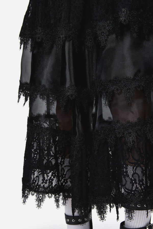 Dangerfield NZ - So Cynical Lace Midi Skirt - black