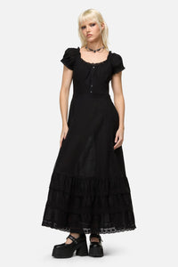 Dangerfield NZ - Mischief Lace Trim Midi Dress - black