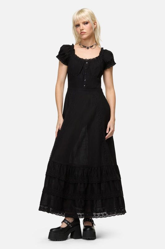 Dangerfield NZ - Mischief Lace Trim Midi Dress - black