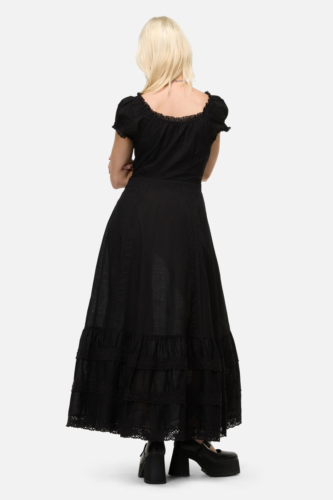Dangerfield NZ - Mischief Lace Trim Midi Dress - black