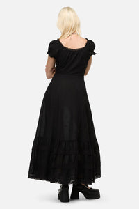 Dangerfield NZ - Mischief Lace Trim Midi Dress - black