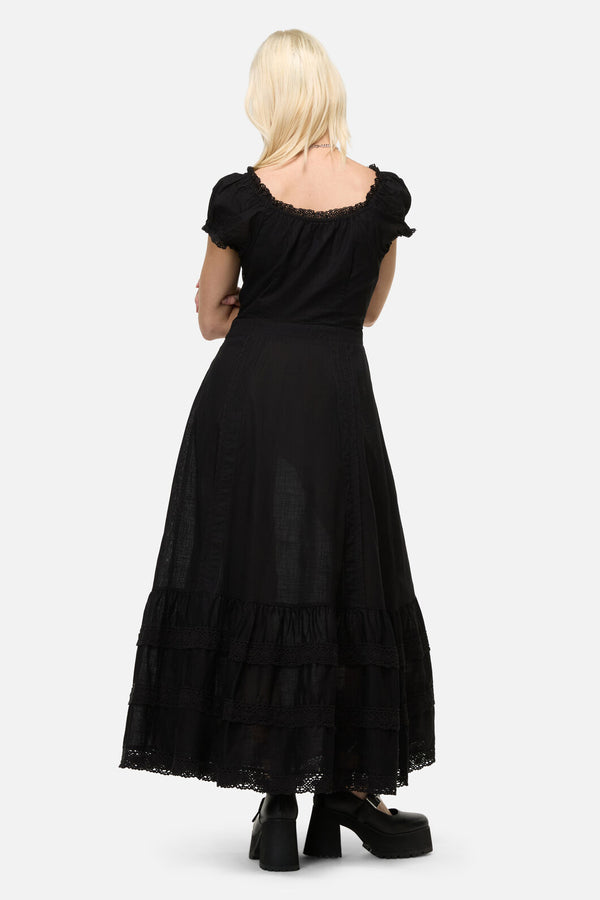 Dangerfield NZ - Mischief Lace Trim Midi Dress - black