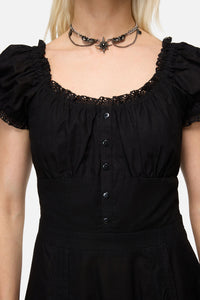 Dangerfield NZ - Mischief Lace Trim Midi Dress - black