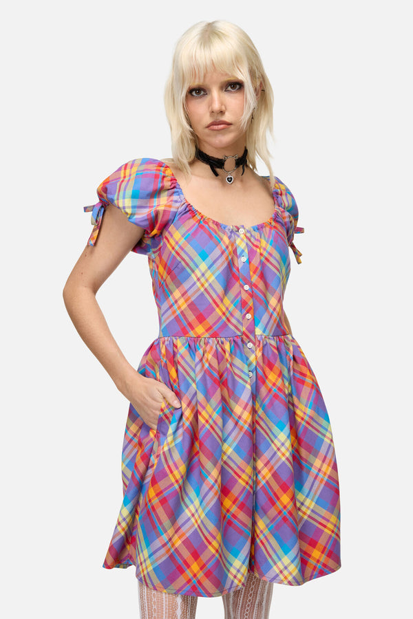 Dangerfield NZ - Sunshine Tartan Mini Dress - multi