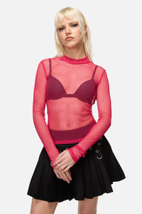 Dangerfield NZ - Mischief Mesh Top - pink