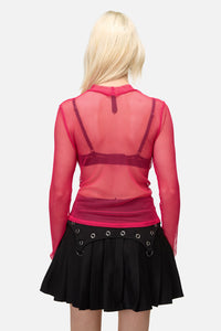 Dangerfield NZ - Mischief Mesh Top - pink