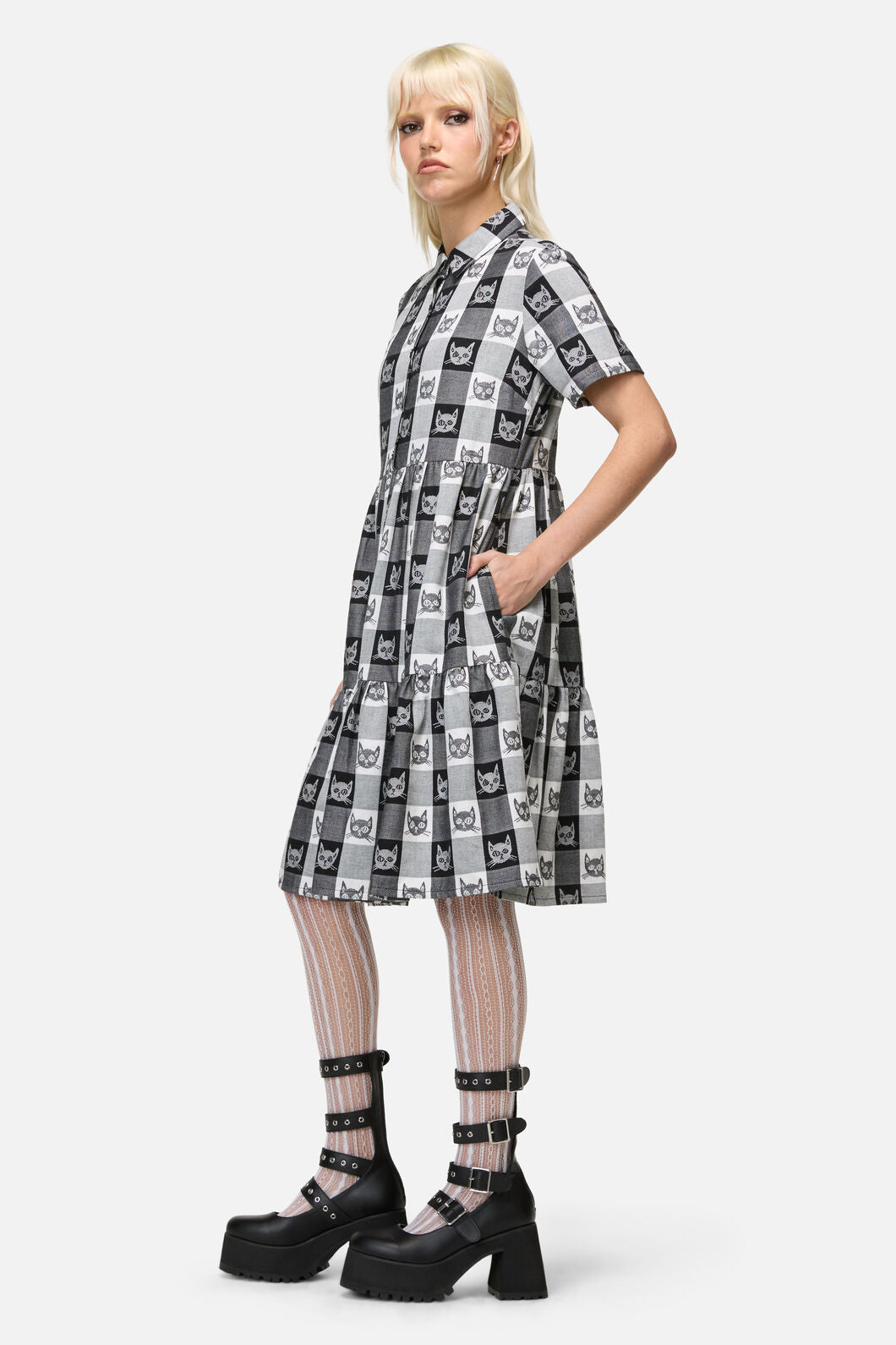 Dangerfield NZ - Atomic Cat Dress - black-white
