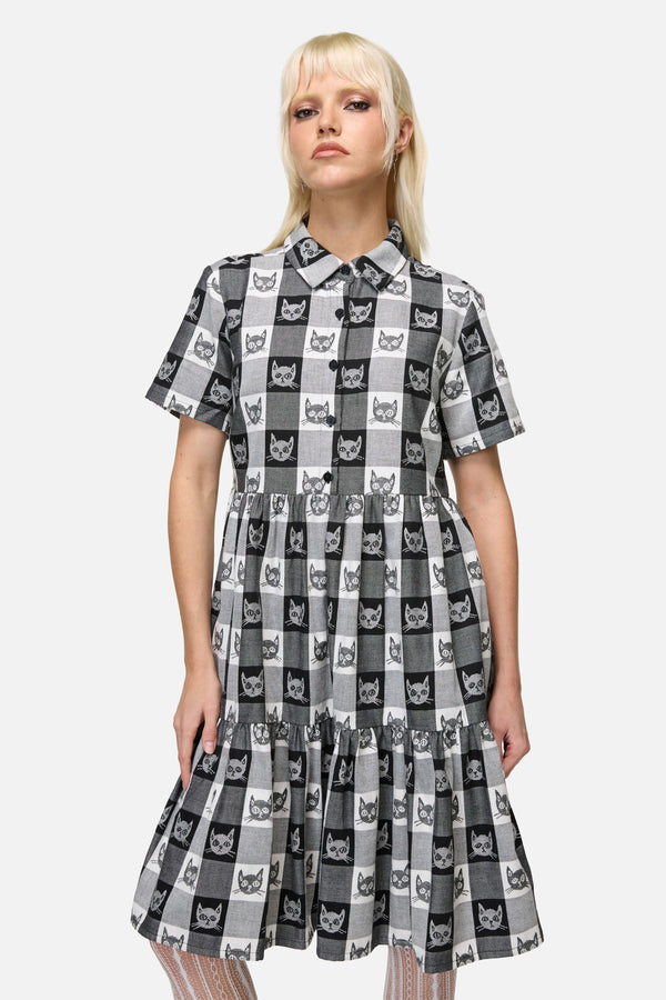 Dangerfield NZ - Atomic Cat Dress - black-white