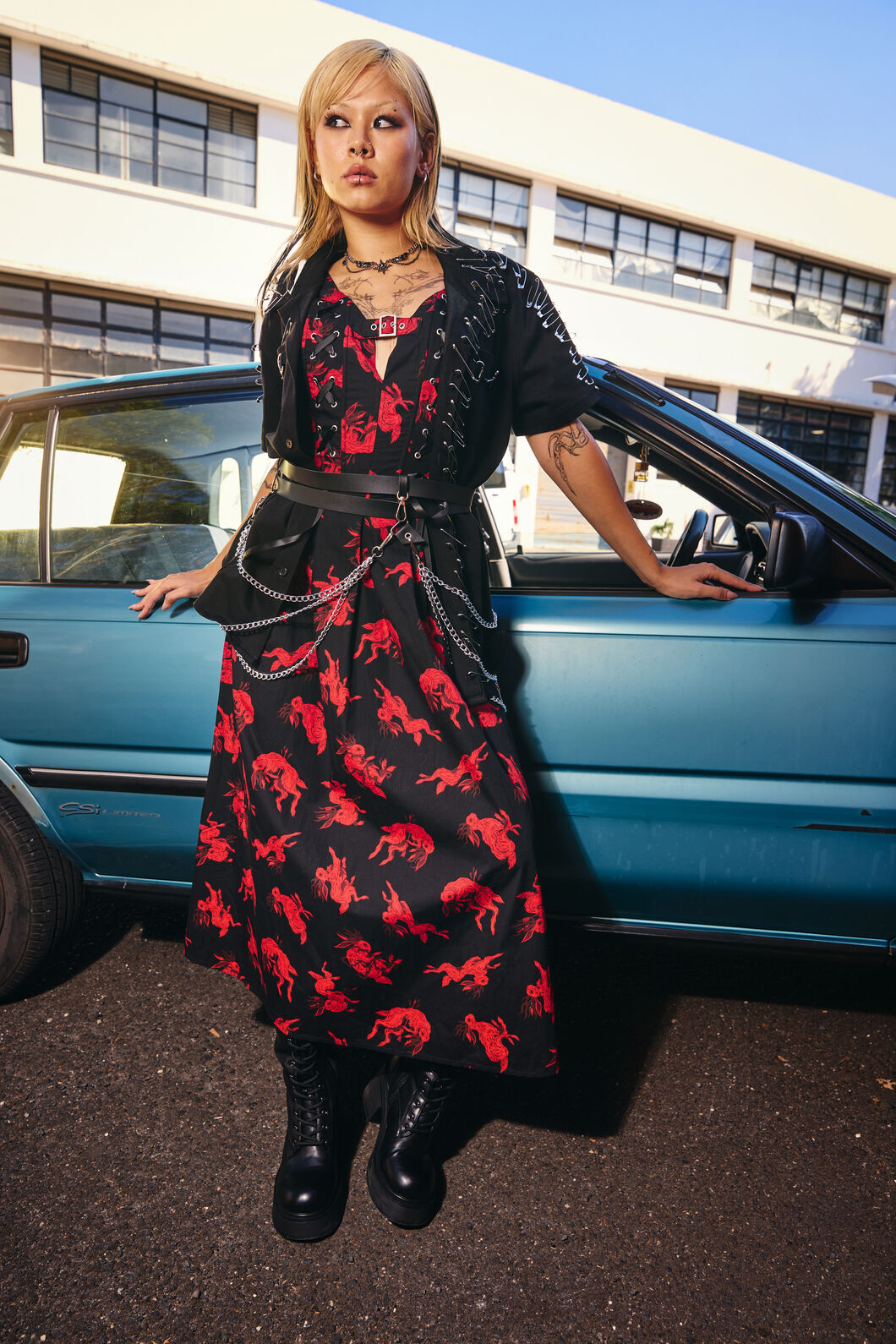 Dangerfield NZ - Jackalope Goth Midi Dress - black