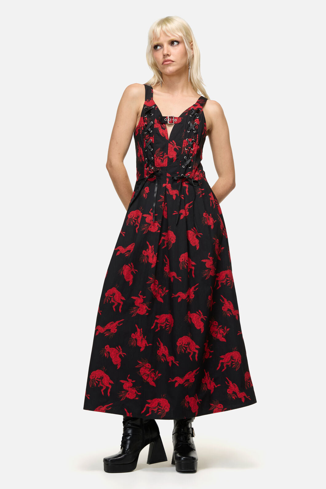 Dangerfield NZ - Jackalope Goth Midi Dress - black