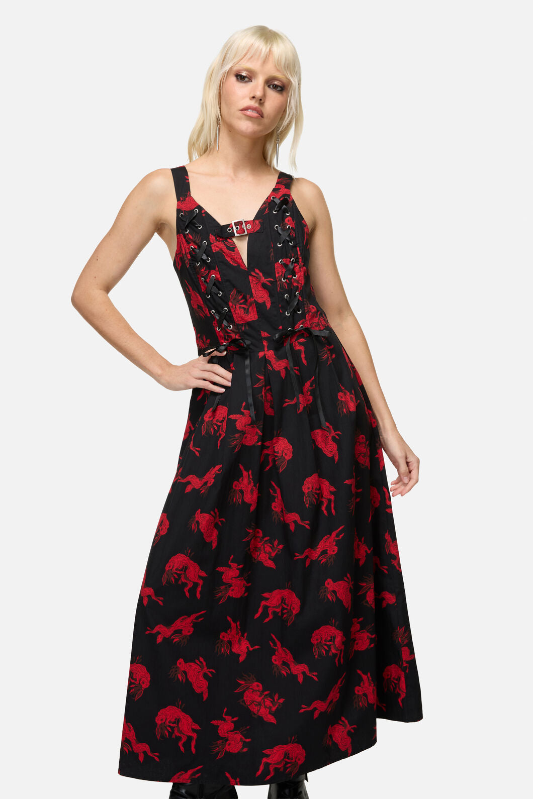 Dangerfield NZ - Jackalope Goth Midi Dress - black
