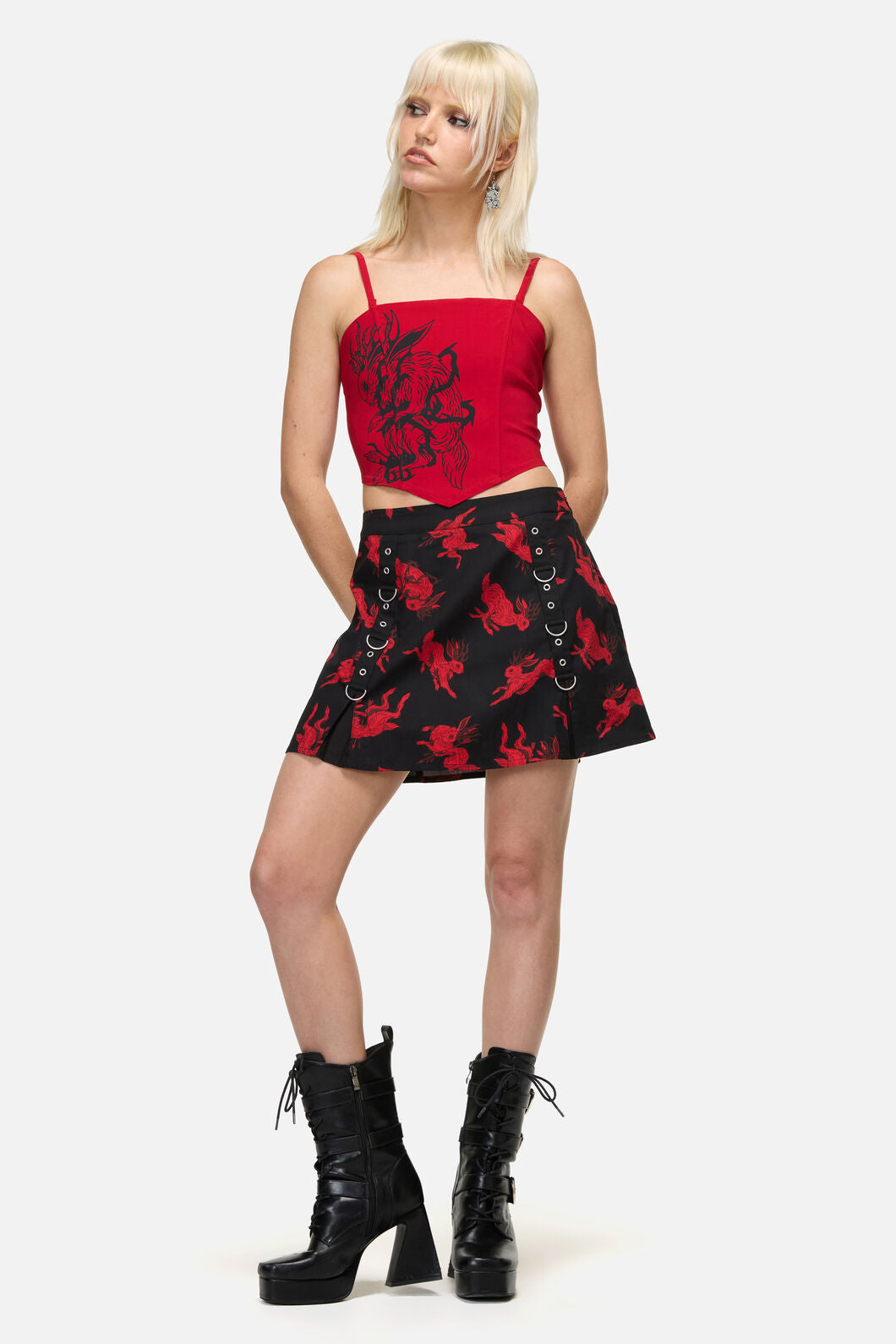 Dangerfield NZ - Hop It Goth Corset Top - red