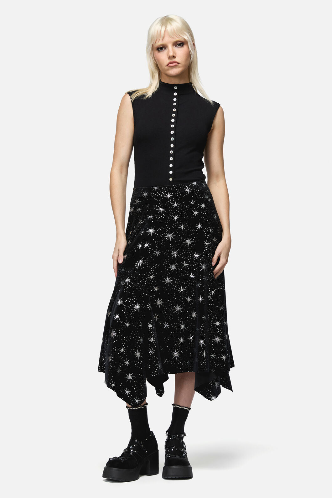 Dangerfield NZ - Odette Velour Hanky Skirt - black