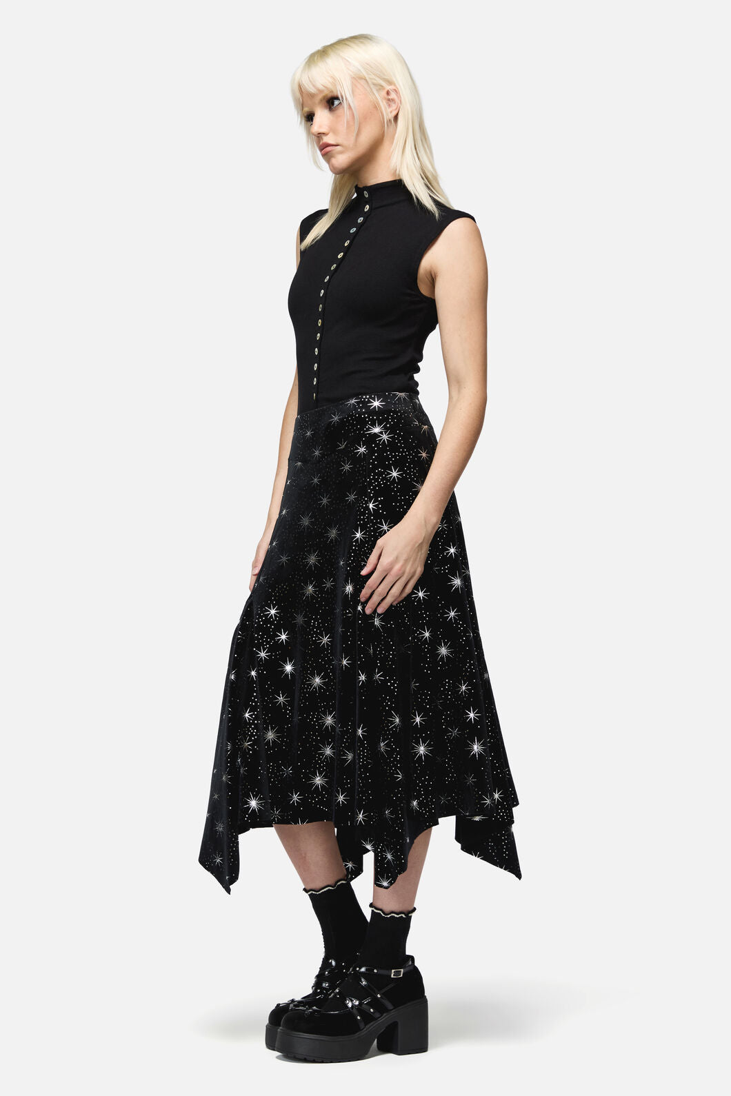 Dangerfield NZ - Odette Velour Hanky Skirt - black