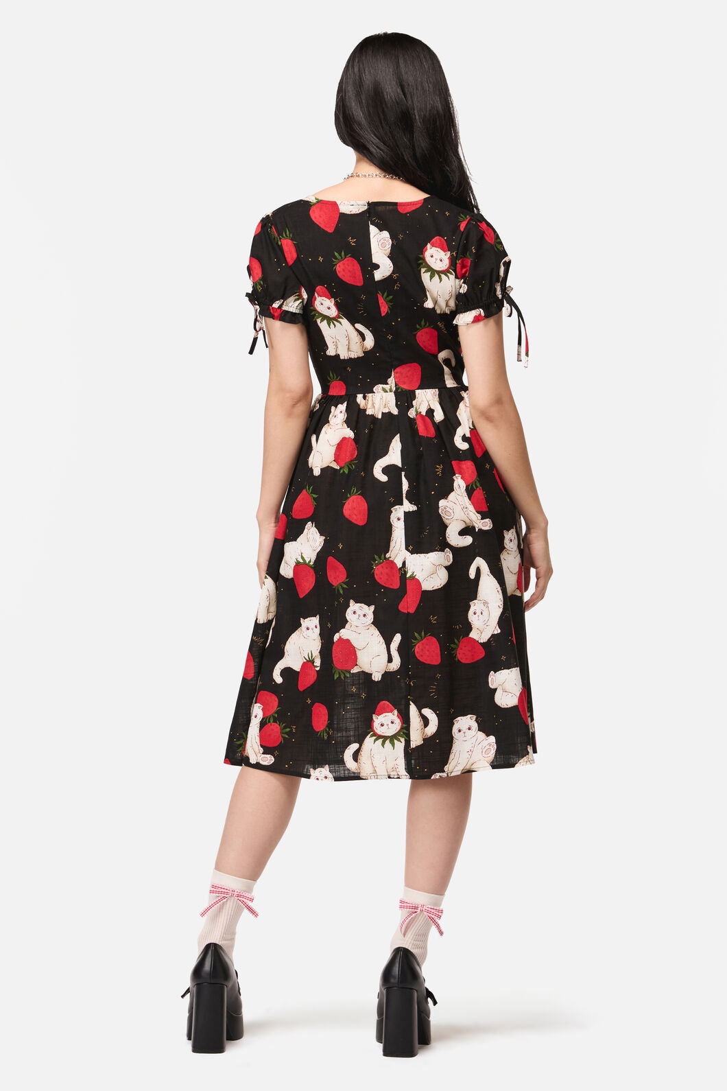 Dangerfield NZ - Strawberry Cat Repeat Dress - black