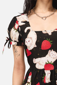 Dangerfield NZ - Strawberry Cat Repeat Dress - black