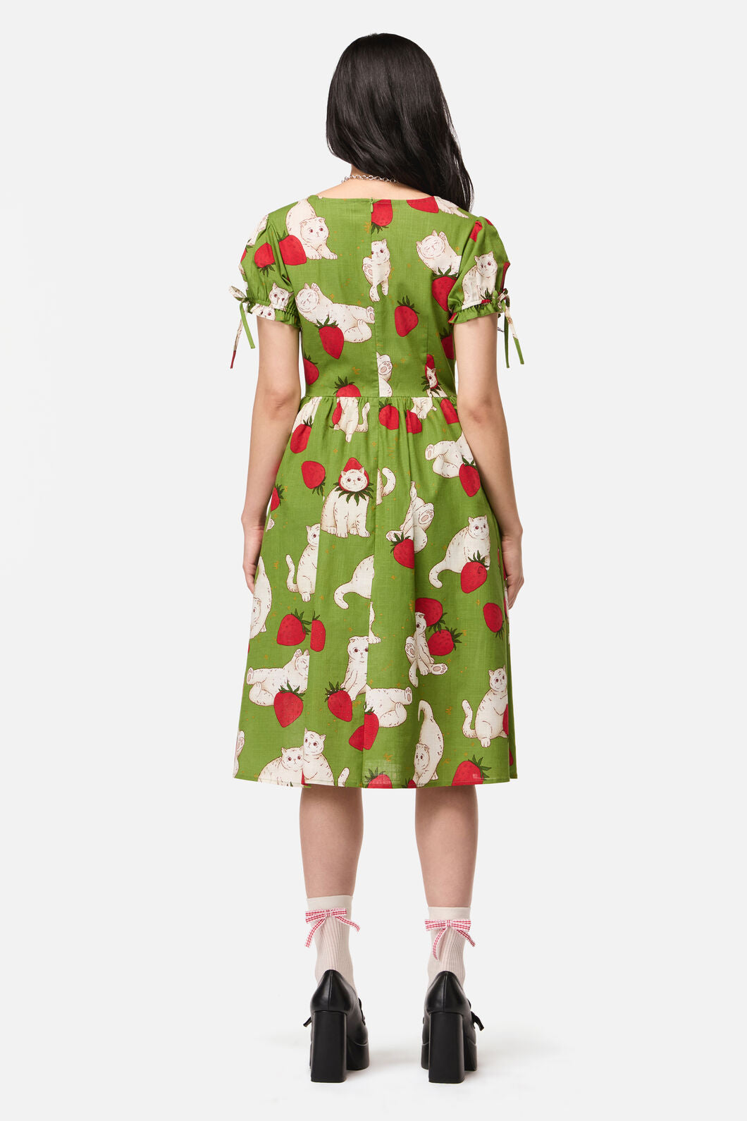 Dangerfield NZ - Strawberry Cat Repeat Dress - green