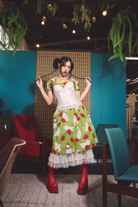 Dangerfield NZ - Strawberry Cat Repeat Dress - green