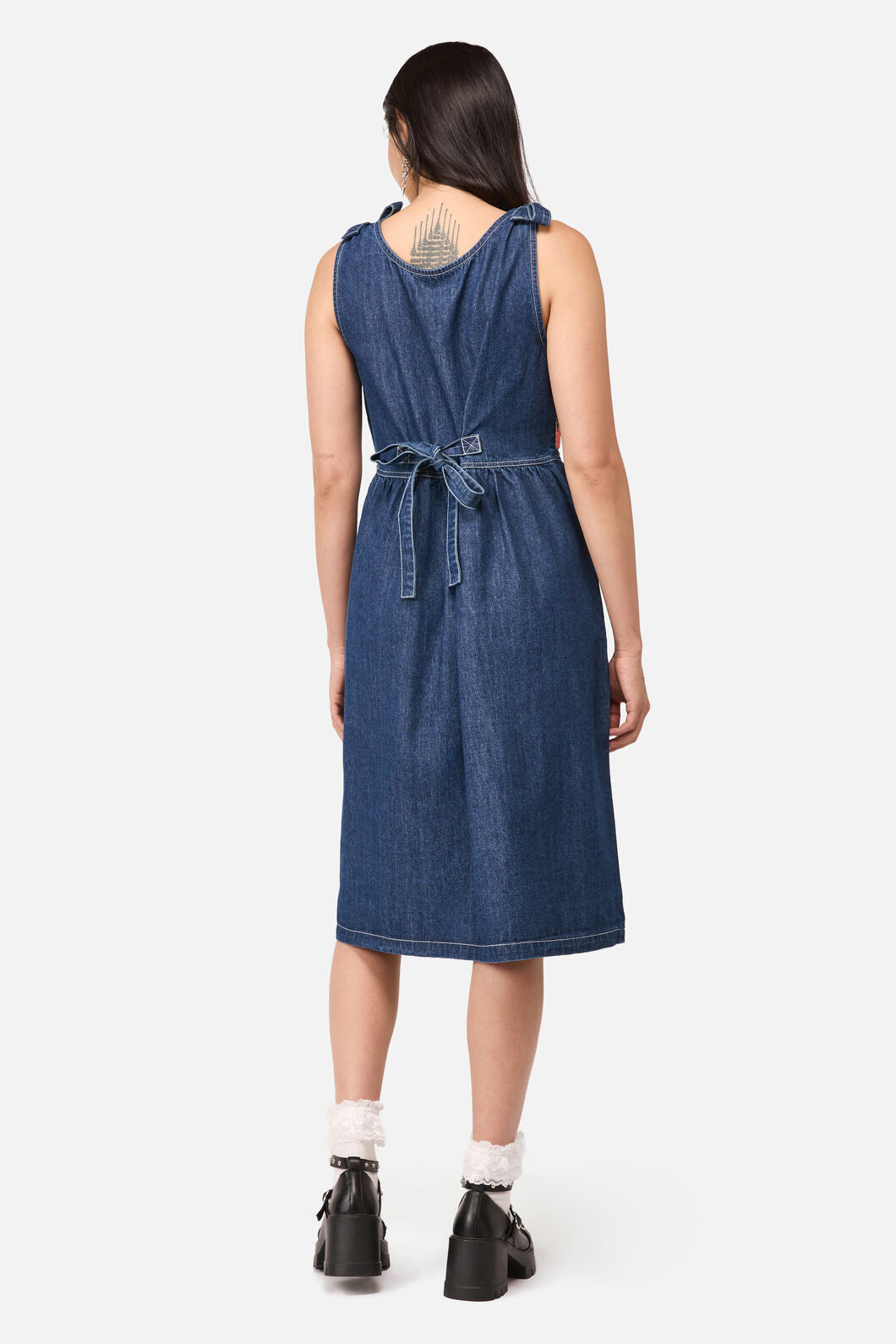 Dangerfield NZ - Strawberry Cat Emb Pinafore - blue-denim
