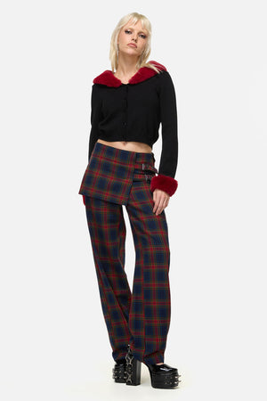 Dangerfield NZ - Jackalope Faux Fur Trim Cardi - black-red