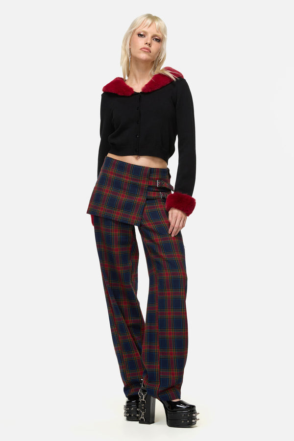 Dangerfield NZ - Jackalope Faux Fur Trim Cardi - black-red
