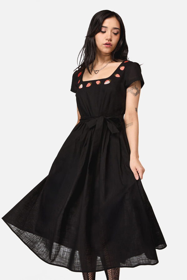 Dangerfield NZ - Strawberry Emb Dress - black