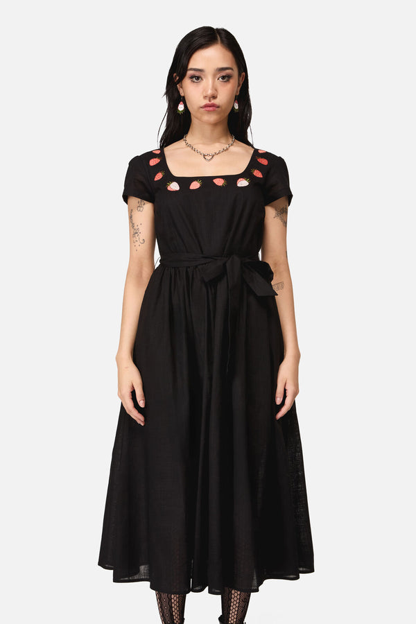Dangerfield NZ - Strawberry Emb Dress - black
