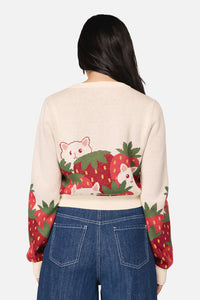 Dangerfield NZ - Strawberry Cat Cardigan - cream