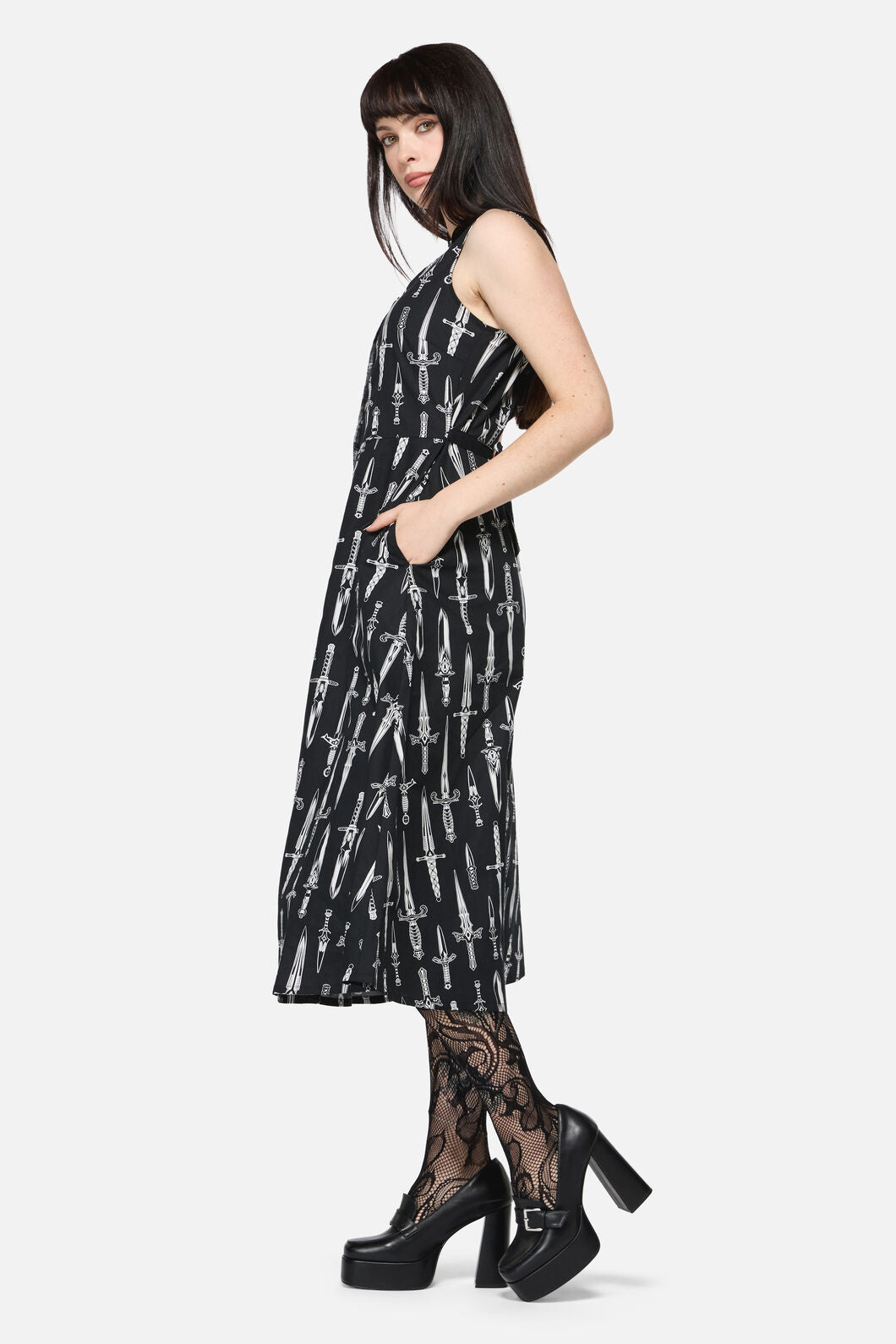 Dangerfield NZ - Dagger Goth Maxi Dress - black