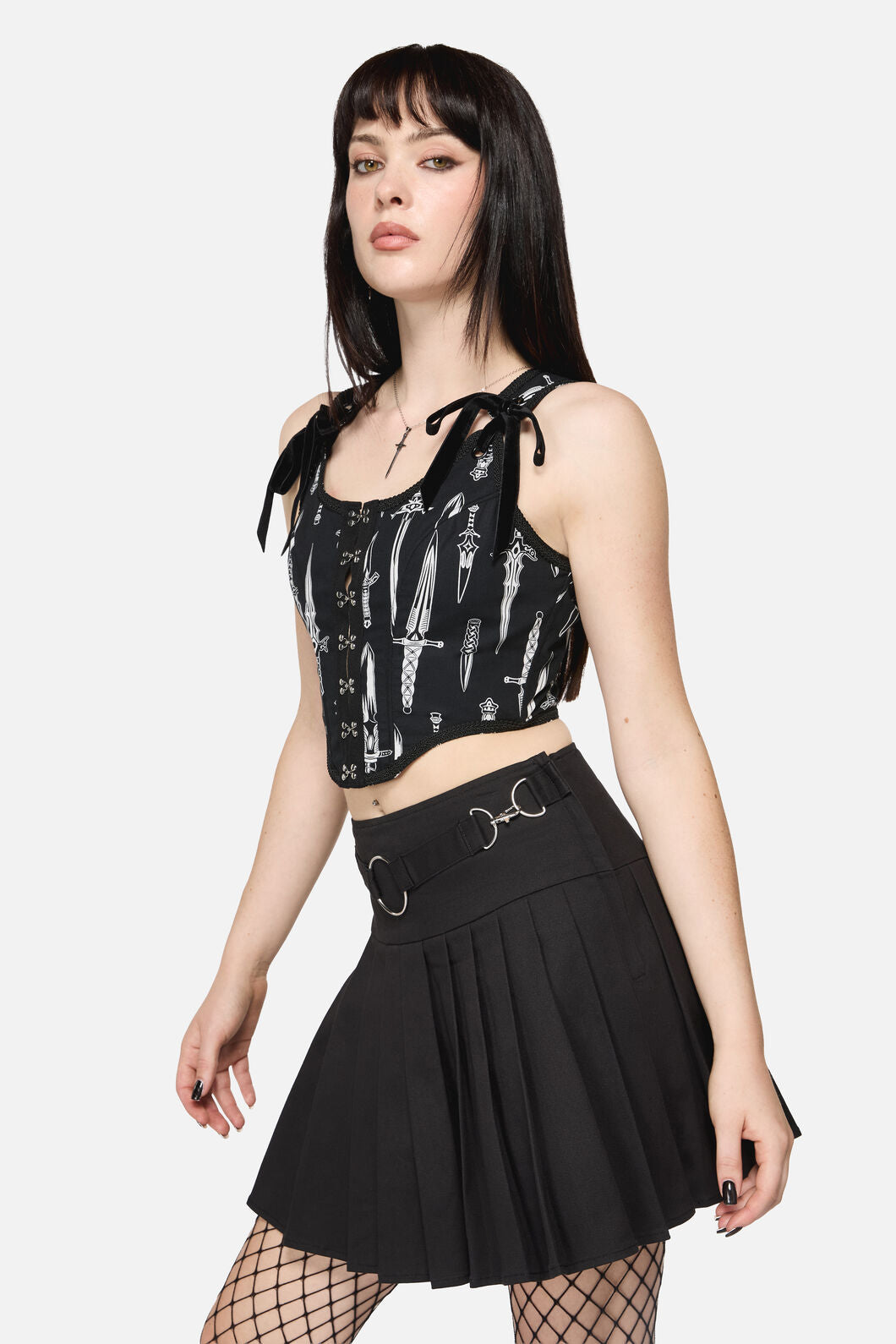 Dangerfield NZ - Dagger Goth Corset Top - black