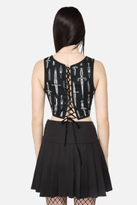 Dangerfield NZ - Dagger Goth Corset Top - black