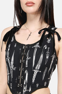 Dangerfield NZ - Dagger Goth Corset Top - black