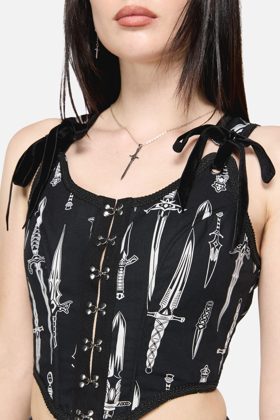 Dangerfield NZ - Dagger Goth Corset Top - black