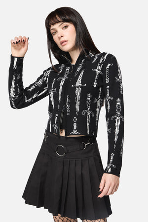Dangerfield NZ - Dagger Goth Zip Cardigan - black