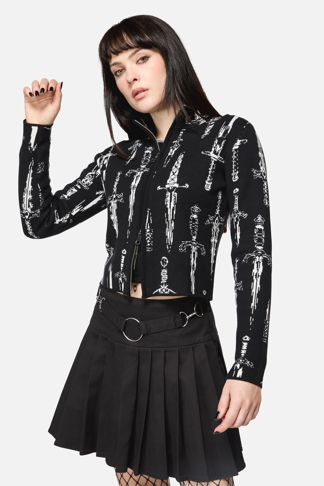 Dangerfield NZ - Dagger Goth Zip Cardigan - black