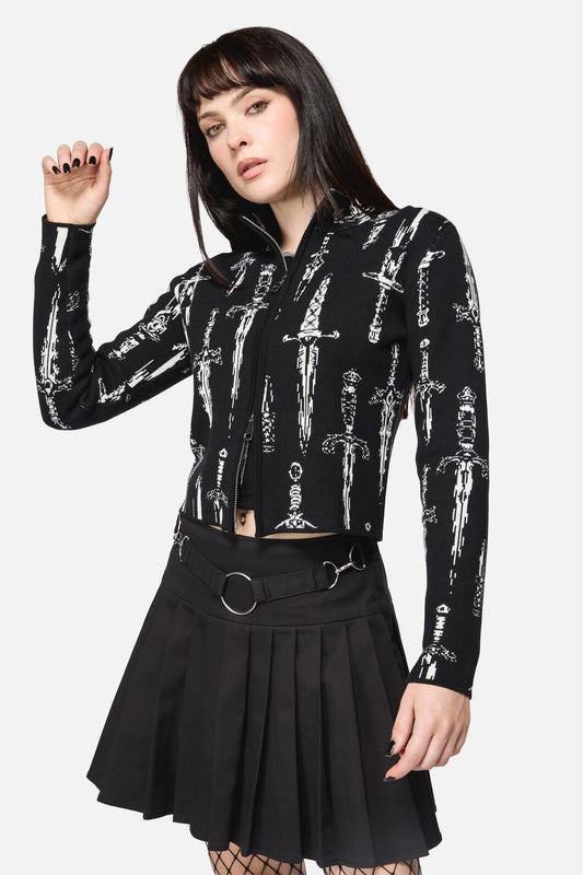 Dangerfield NZ - Dagger Goth Zip Cardigan - black