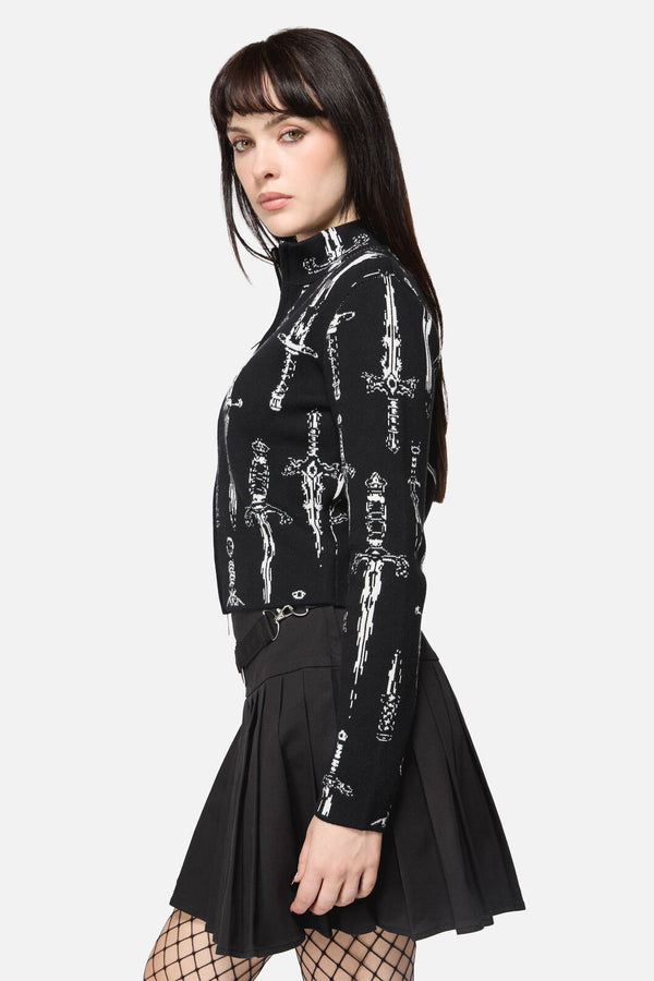 Dangerfield NZ - Dagger Goth Zip Cardigan - black