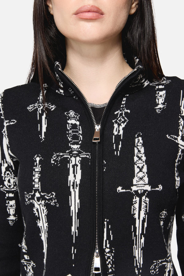 Dangerfield NZ - Dagger Goth Zip Cardigan - black