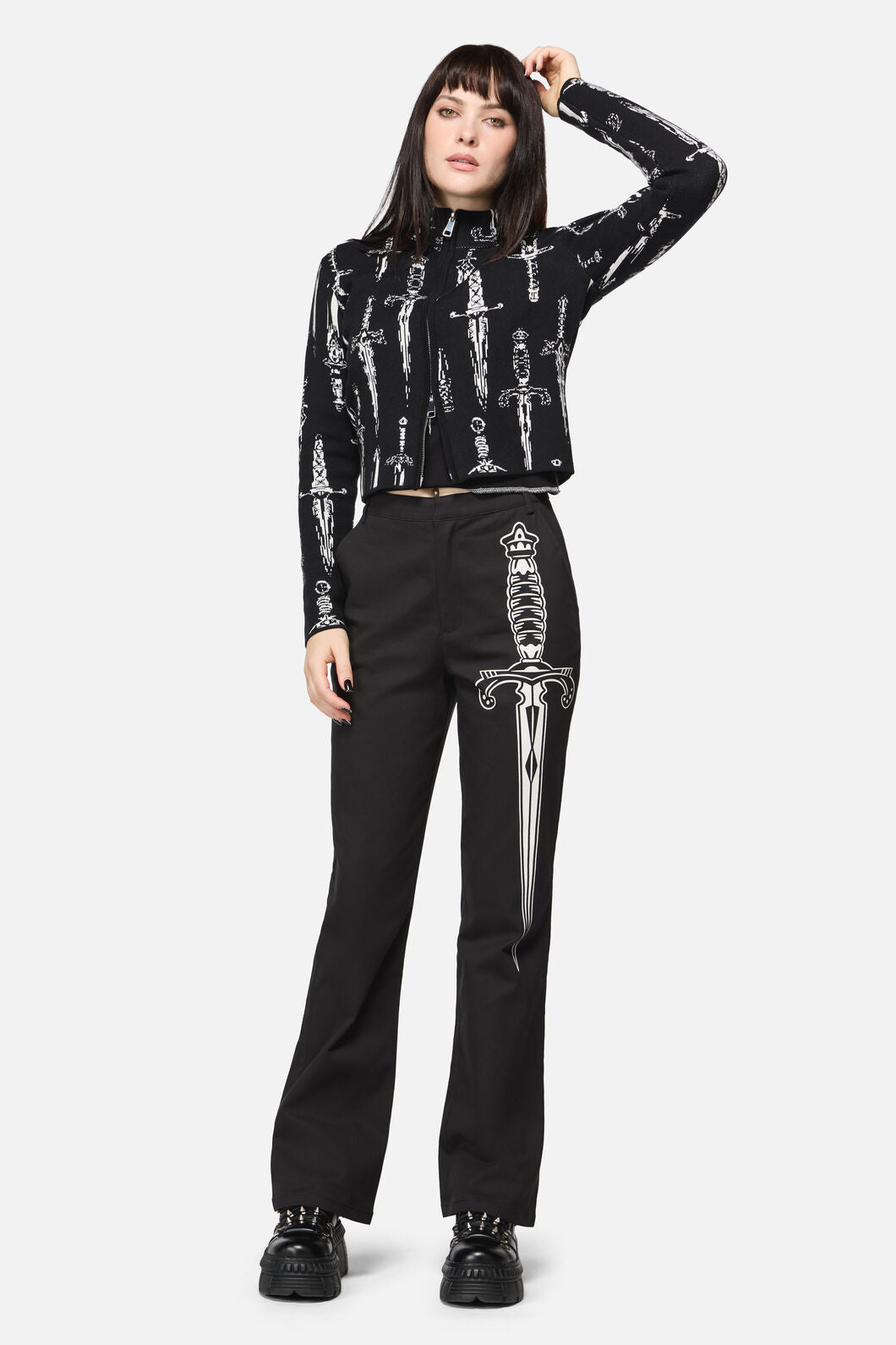 Dangerfield NZ - Dagger Goth Flare Pant - black