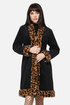 Dangerfield NZ - Creep Goth Leopard Velvet Coat - black